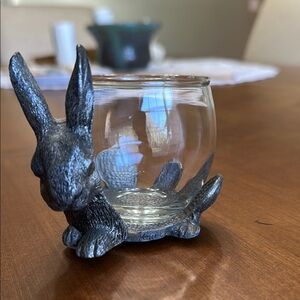 Pewter Rabbit Tea Candle Holder